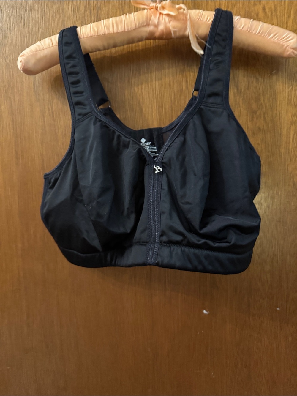 Breezies Front-Zip Support Sports Bra - Black
